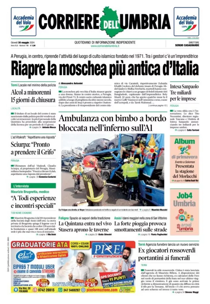 Prima-pagina-corriere umbria-del-2024-05-30